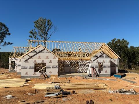 A picture of a home after being framed